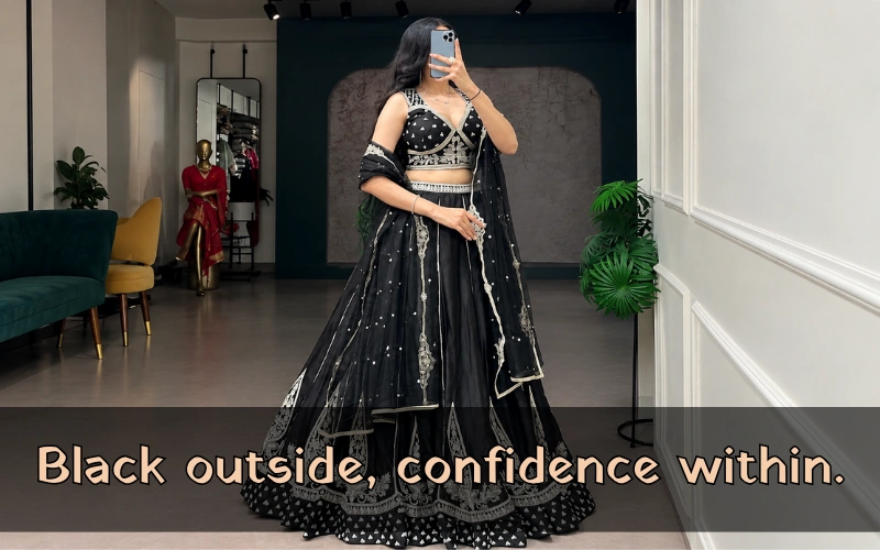 Black Lehenga Captions For Instagram