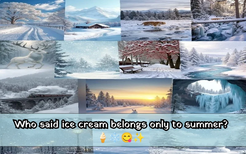 Ice Cream In Winter Captions