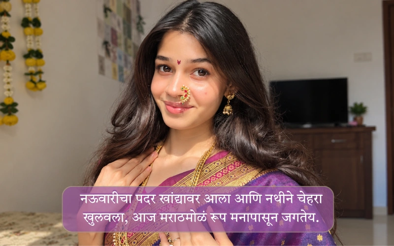 Nauvari Ani Nath Caption In Marathi