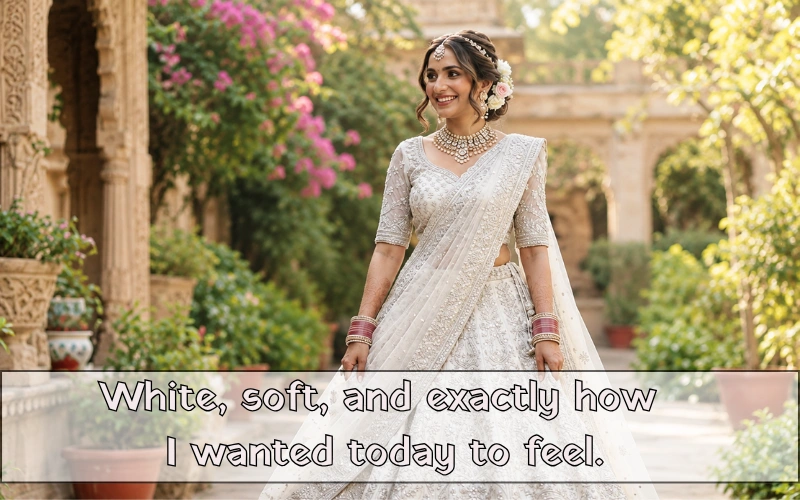 White Lehenga Captions For Instagram